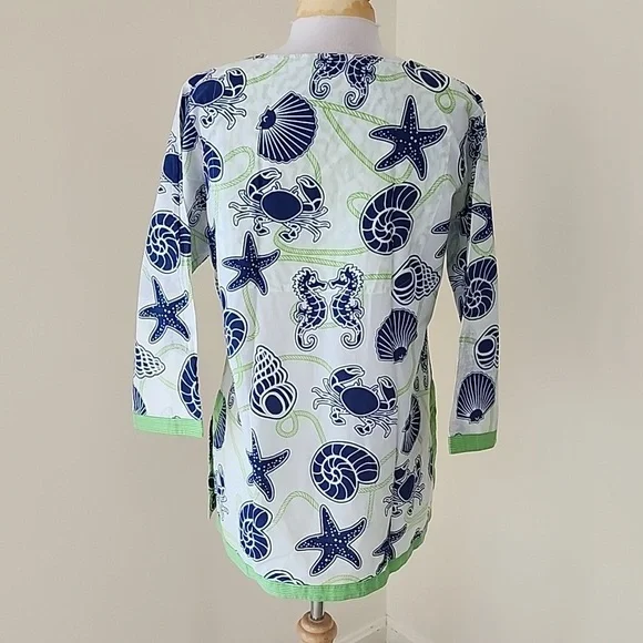 Gretchen Scott designs medium sea life white multi tunic/cover up. - Picture 4 of 8